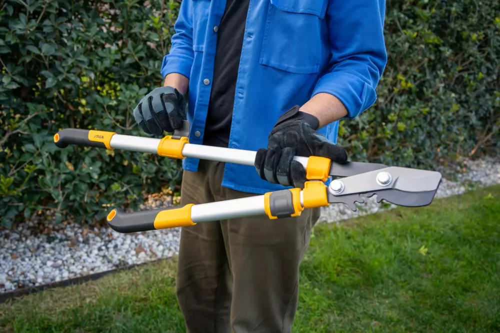 satosugaページ Teleskopowy sekator dwuręczny nożycowy